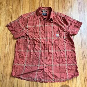 Carhartt Shirt Mens XL Rugged Flex Ref Plaid Relaxed Fit Short Sleeve Button